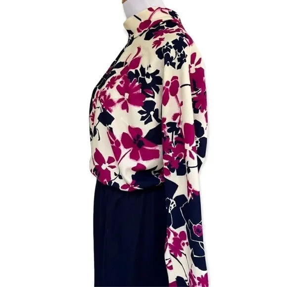 Vintage 60’s/70’s Floral High Neck Maxi Dress with Dolman sleeves L - Picture 2 of 13